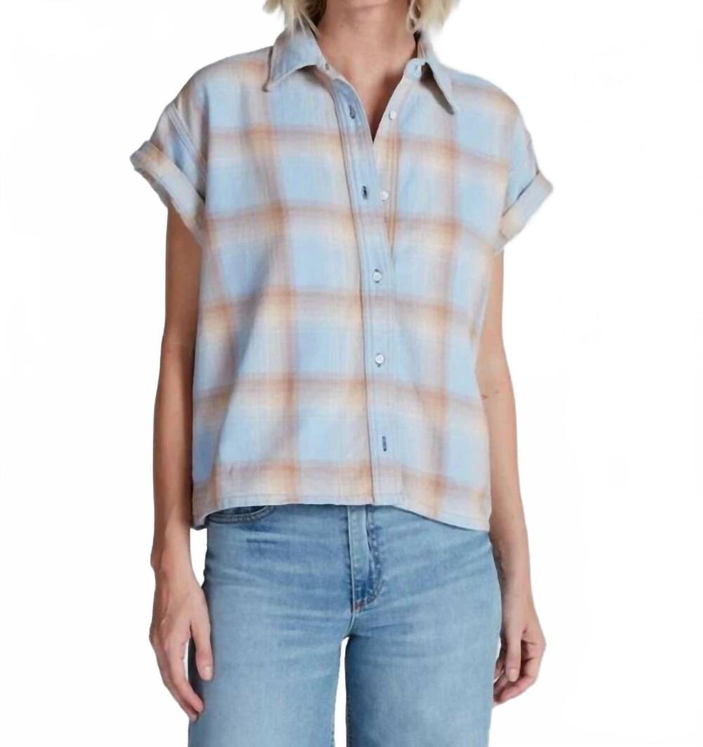 NEW ASKK NY virginia button up shirt in blue plaid